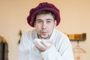 Person in shop with souvenirs